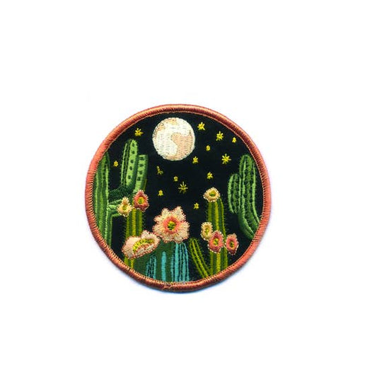 Parche bordado Cactus nocturno: aprox. 3" x 3"