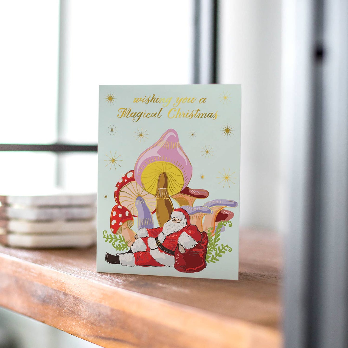 Shroomin' Santa Christmas Greeting Card: Single Card