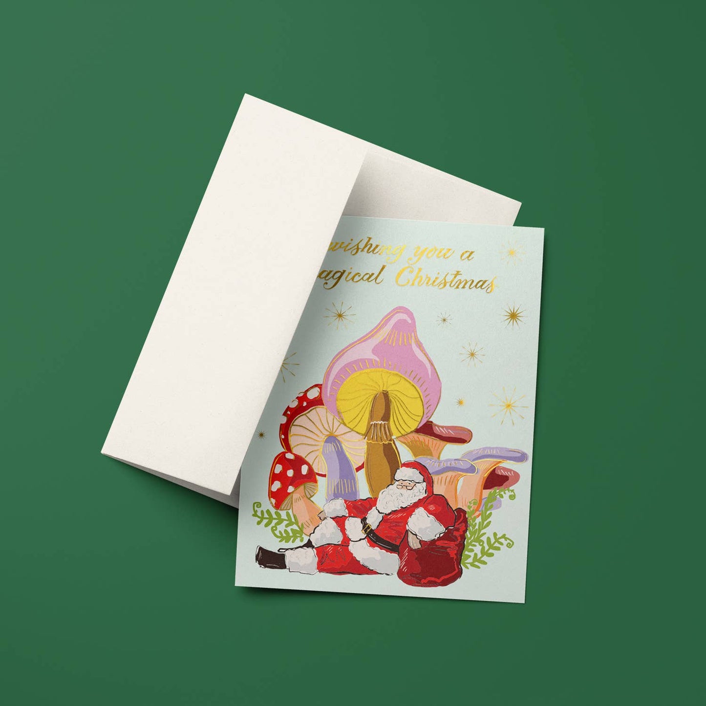 Shroomin' Santa Christmas Greeting Card: Single Card