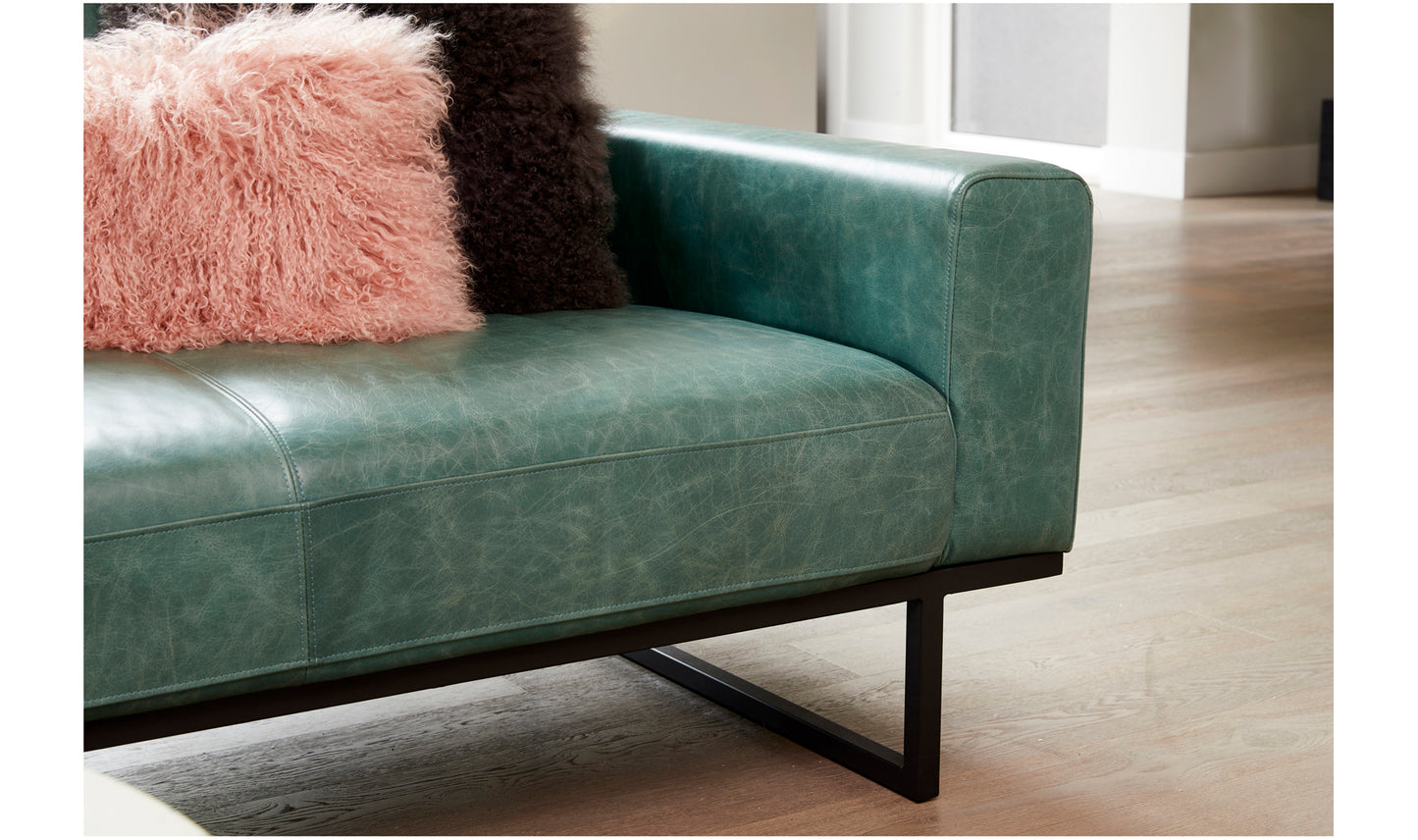 Brock Teal Leather Sofa