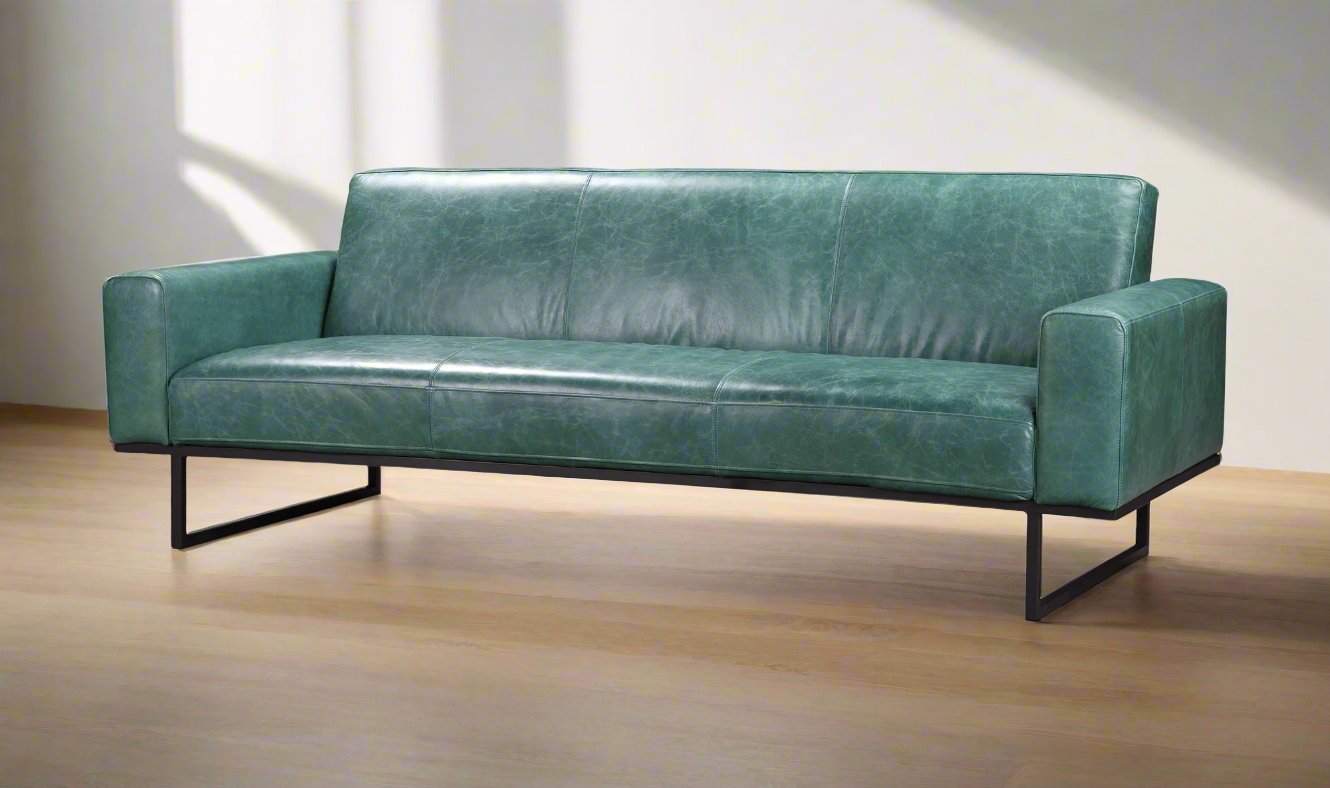 Brock Teal Leather Sofa