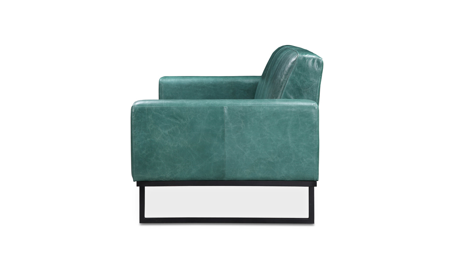 Brock Teal Leather Sofa