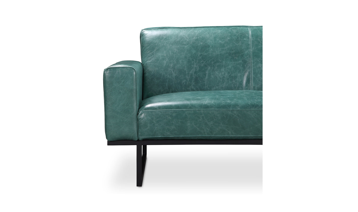 Brock Teal Leather Sofa