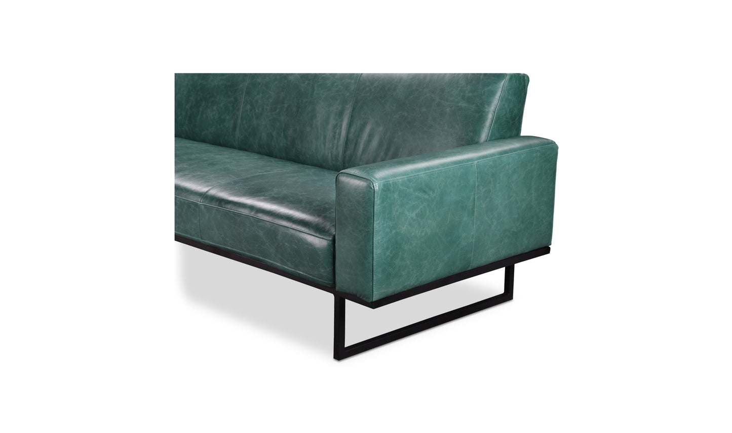 Brock Teal Leather Sofa