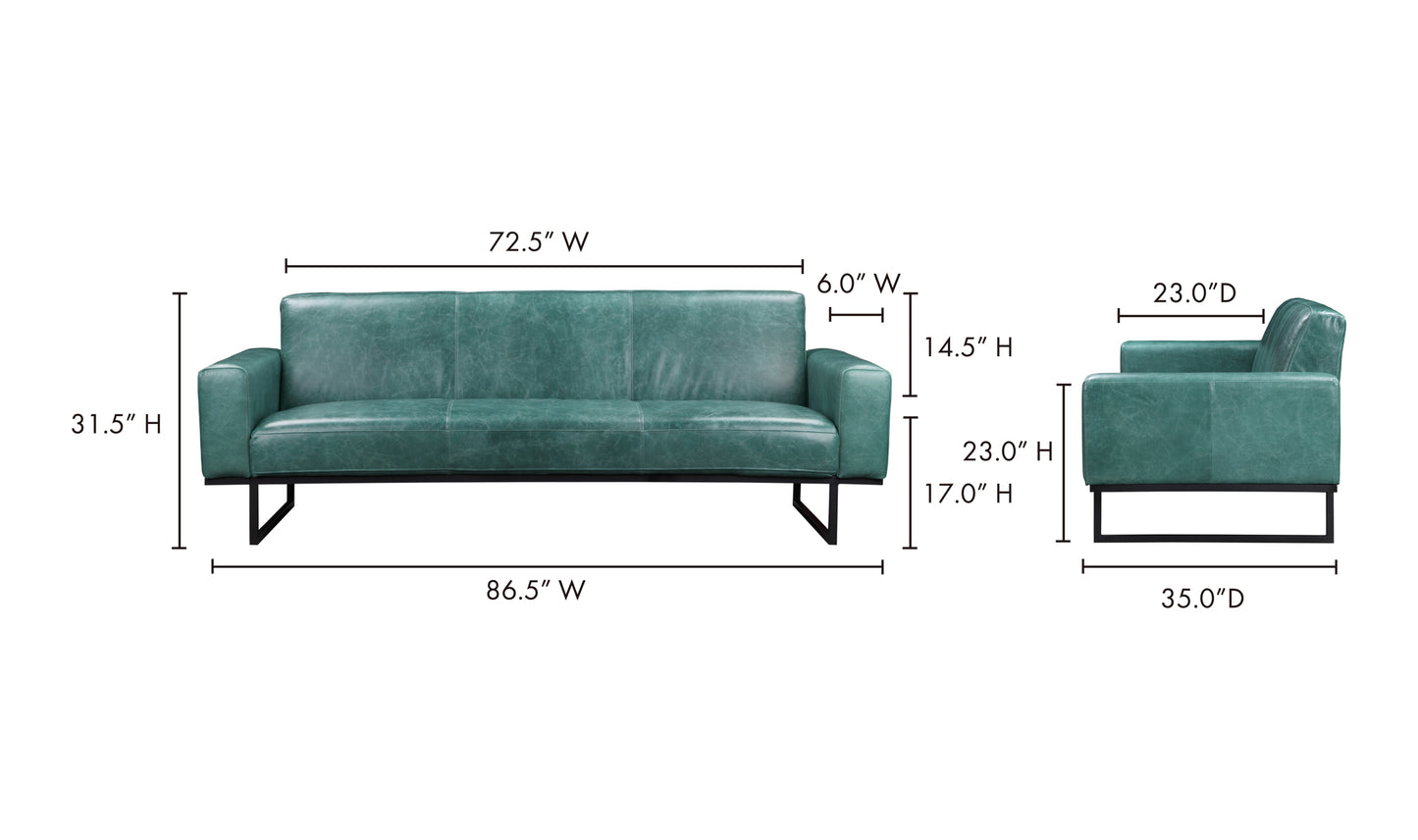 Brock Teal Leather Sofa