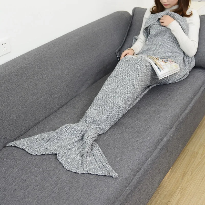 Soft Knitted Mermaid Tail Blanket