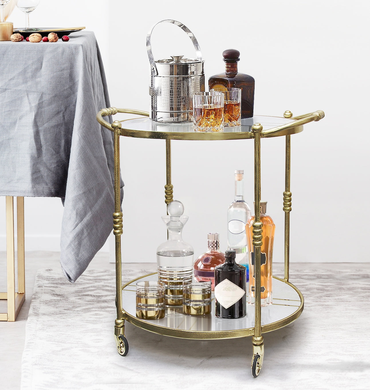 Metal and Glass Bar Cart