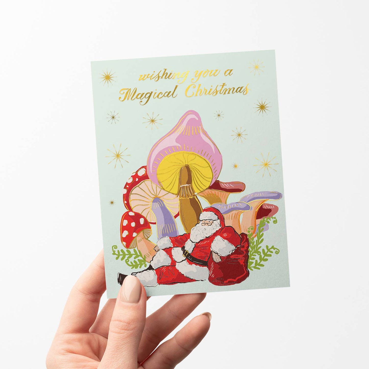 Shroomin' Santa Christmas Greeting Card: Single Card