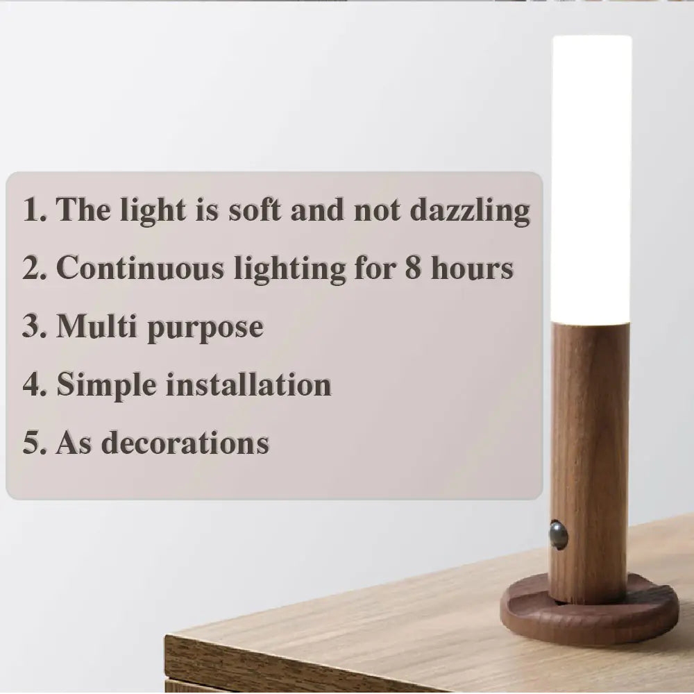 Luz de noche LED USB inalámbrica con forma de palo de madera