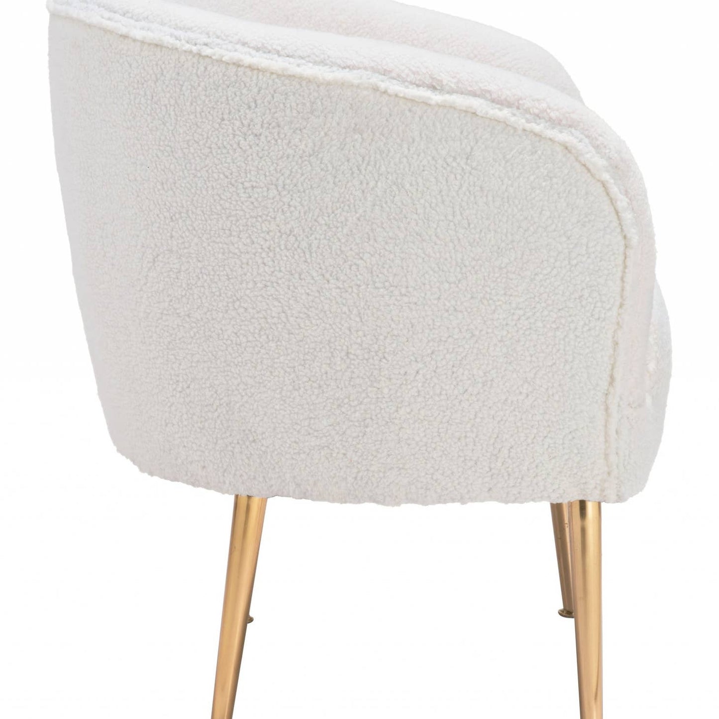 29" Beige Sherpa and Gold Arm Chair
