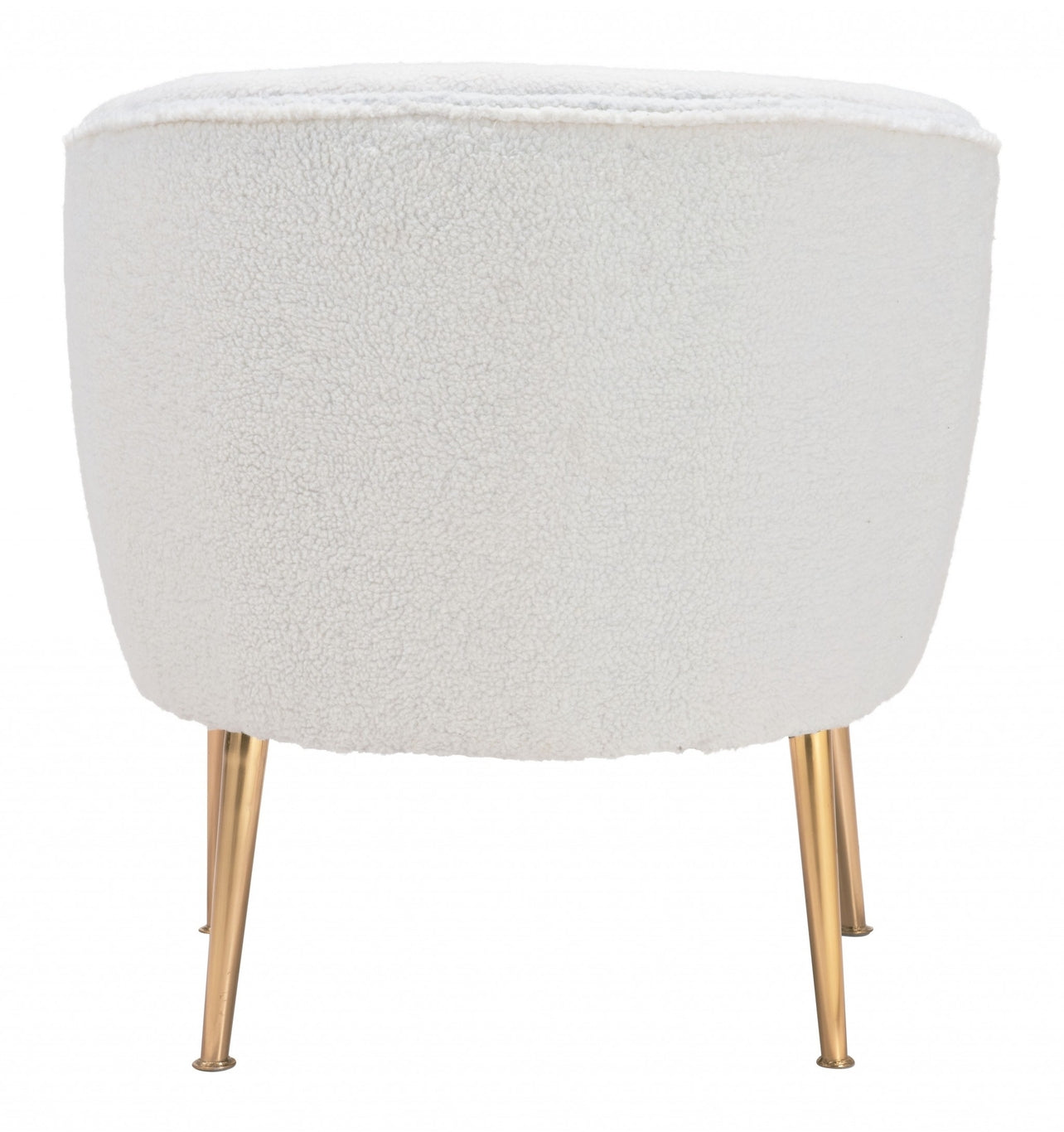 29" Beige Sherpa and Gold Arm Chair