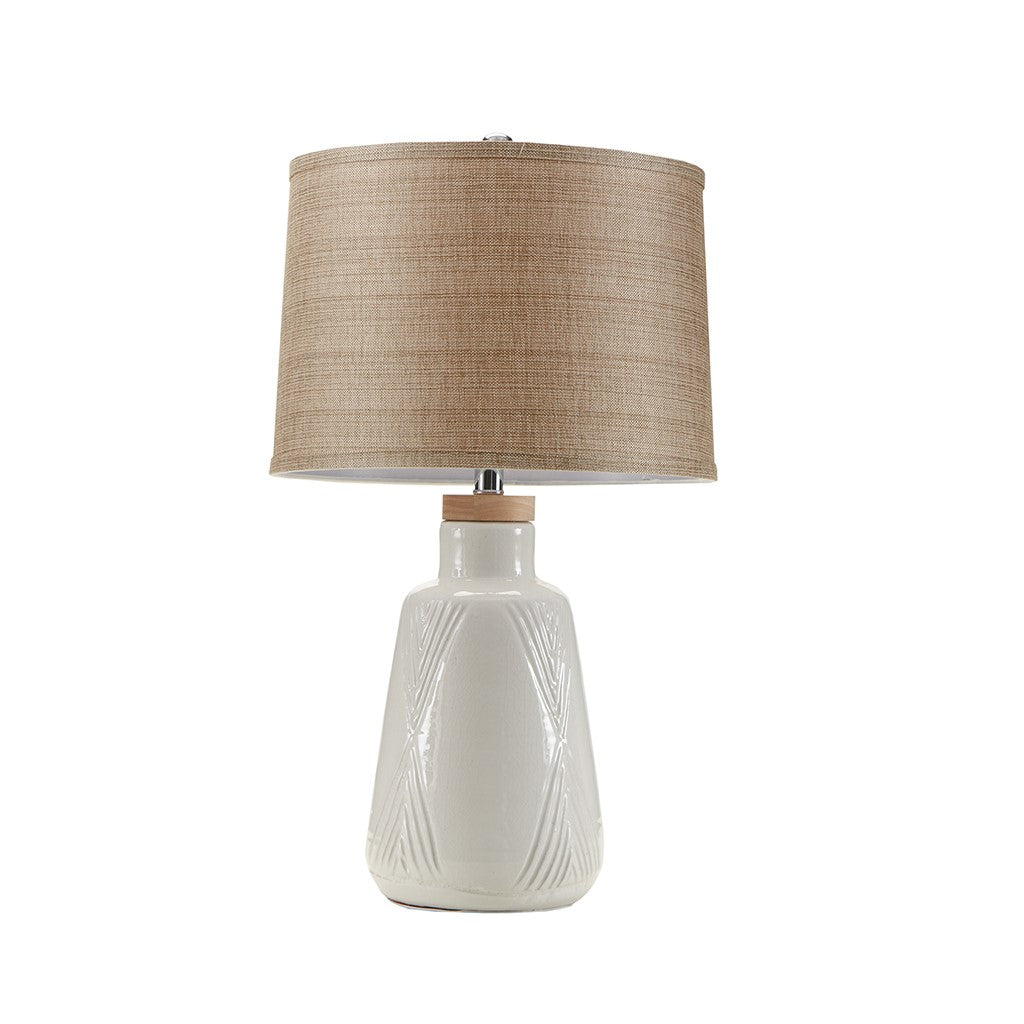 White Ceramic Round Table Lamp