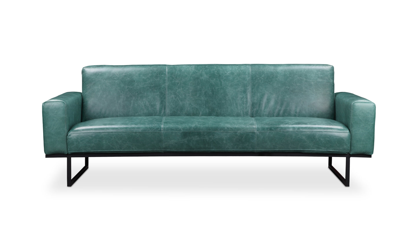 Brock Teal Leather Sofa