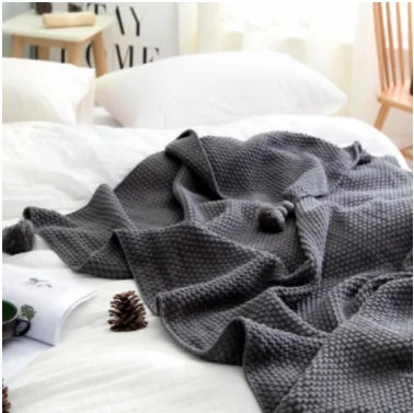 Nordic Fringed Knit Wool Blanket