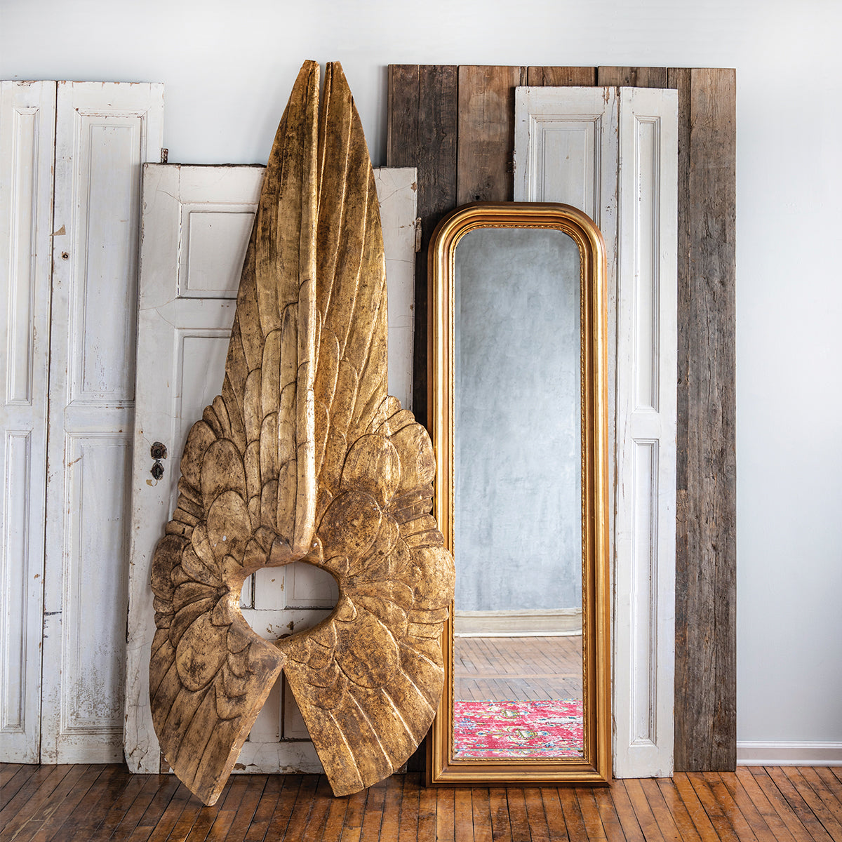 Hand Carved Gilded Wooden Wing Pair