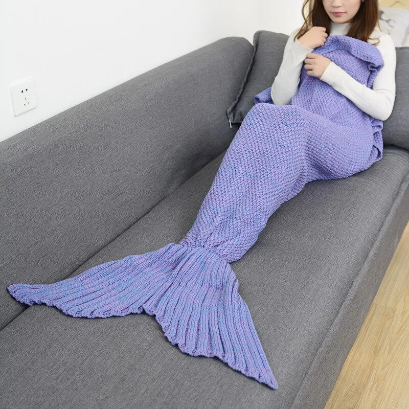 Soft Knitted Mermaid Tail Blanket