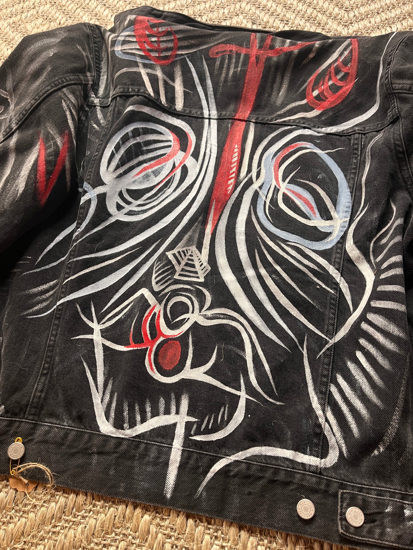 Hand-Painted Unisex Black Denim Jacket by Phunk Theory