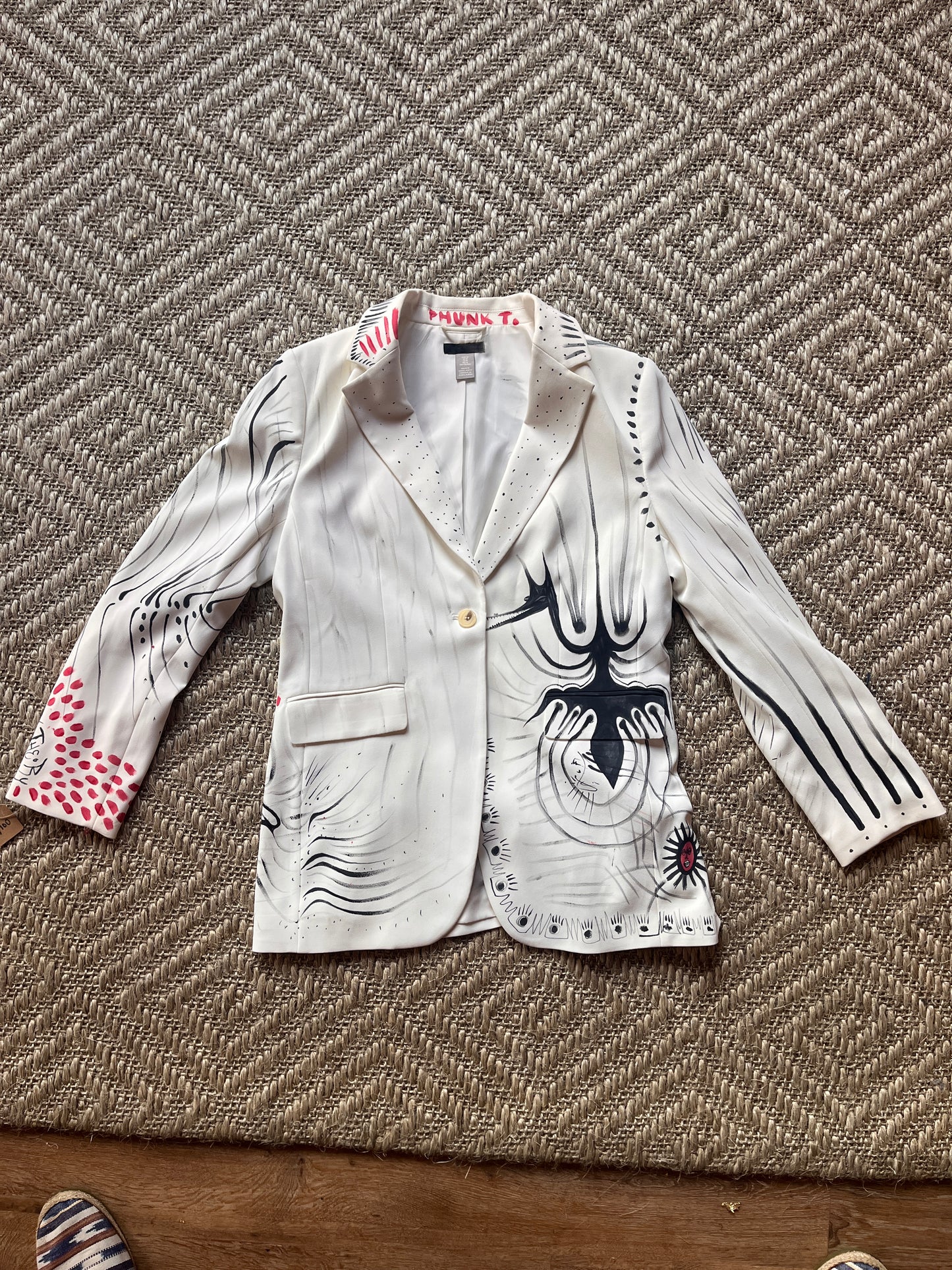 Hand-Painted Unisex Ivory Blazer by Phunk Theory