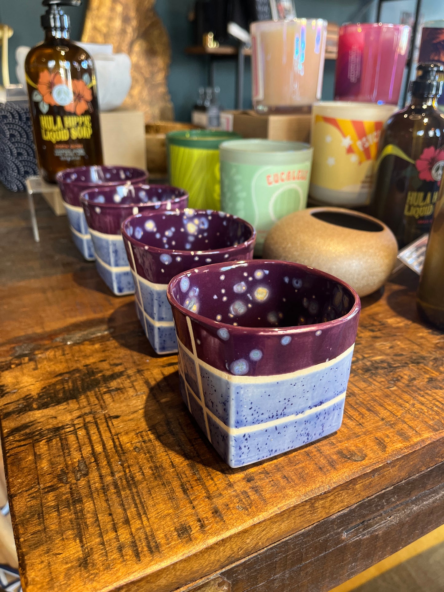 Lofi Potter Purple and Blue Plaid Ceramic Cups