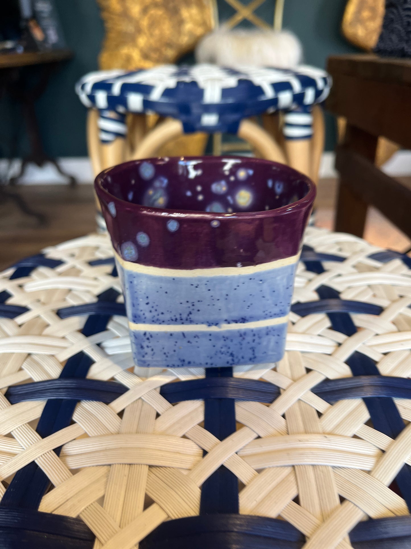 Lofi Potter Purple and Blue Plaid Ceramic Cups