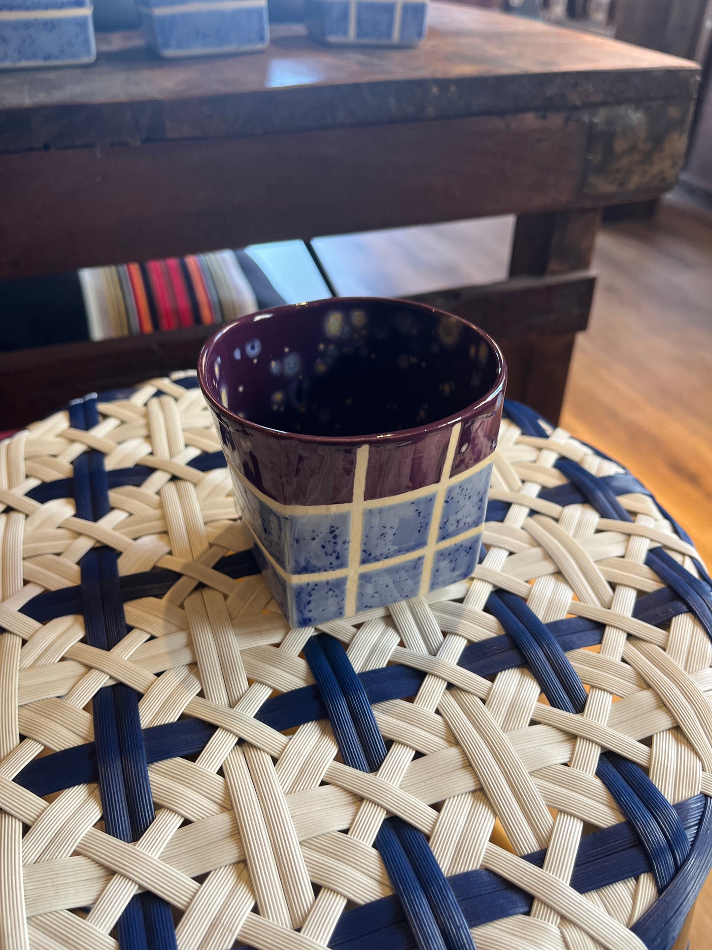 Lofi Potter Purple and Blue Plaid Ceramic Cups