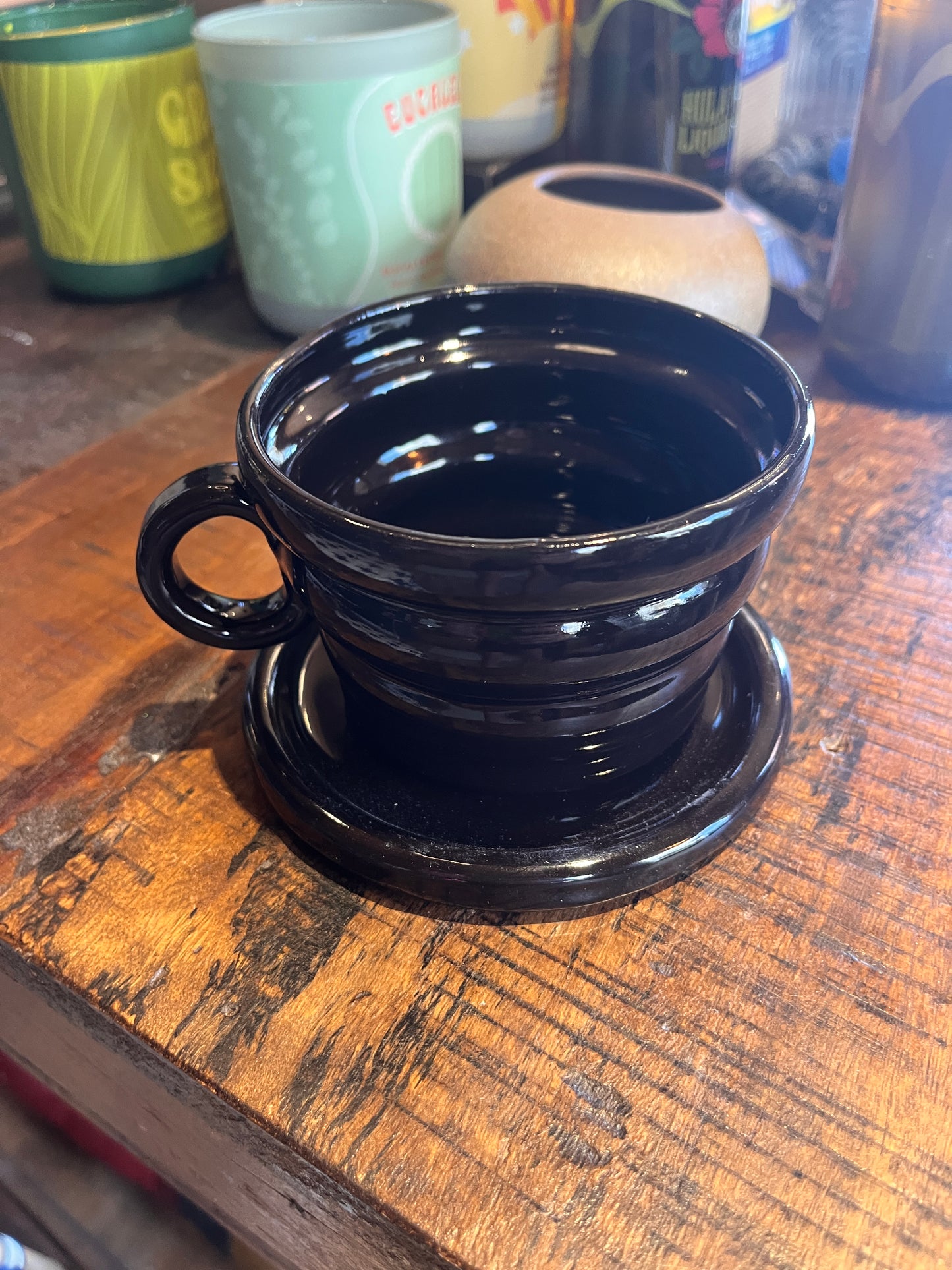 Lofi Potter Black Glazed Mug with Saucer