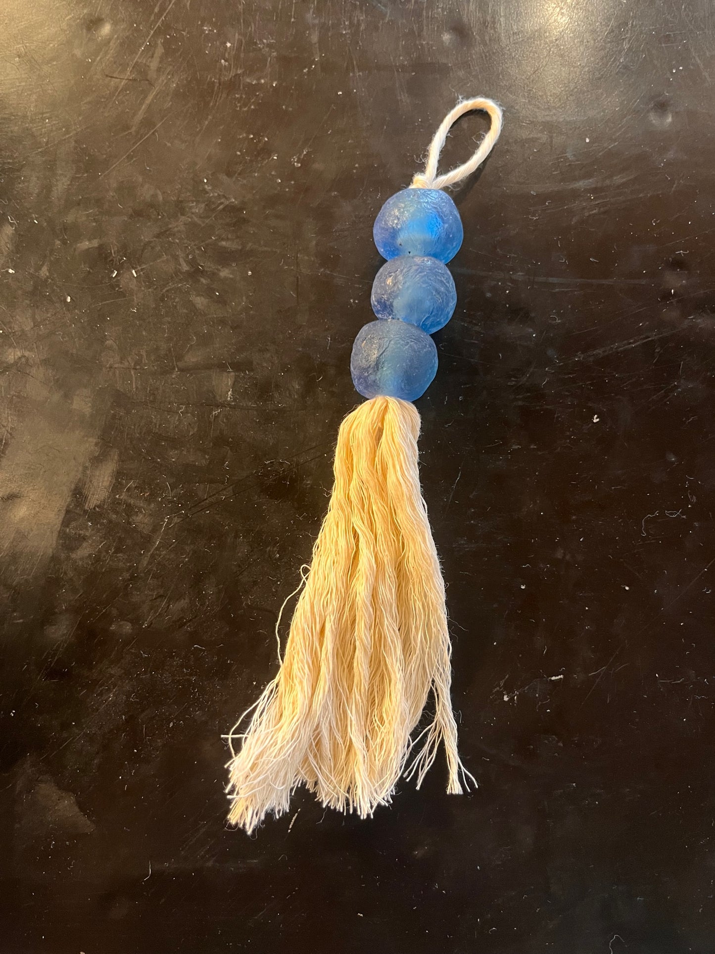 Recycled glass bead tassel pieces