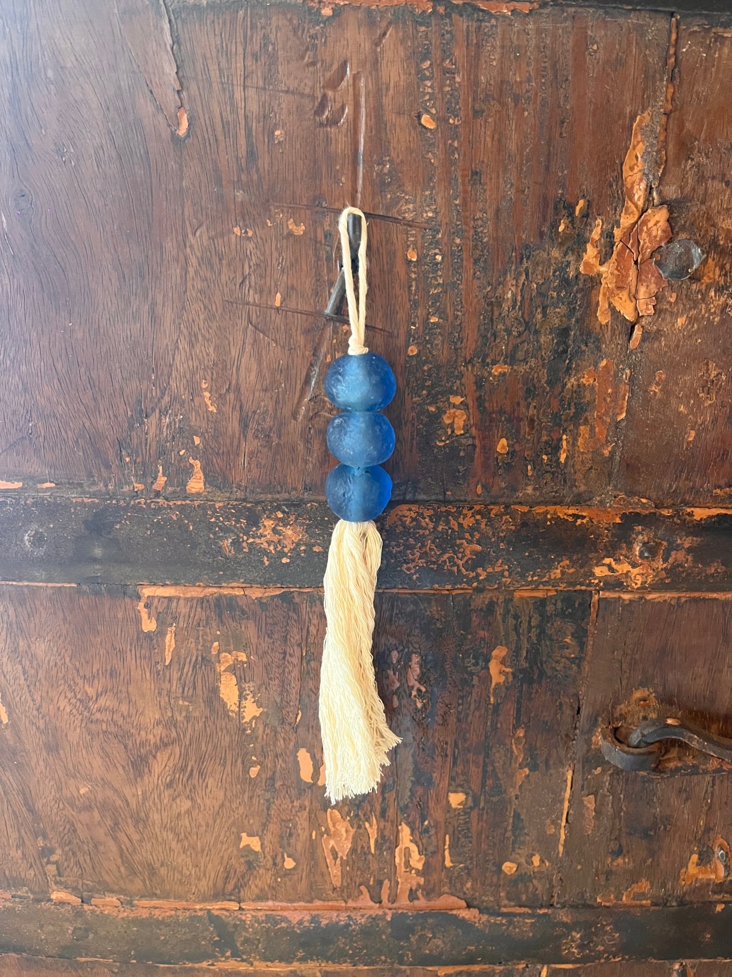 Recycled glass bead tassel pieces