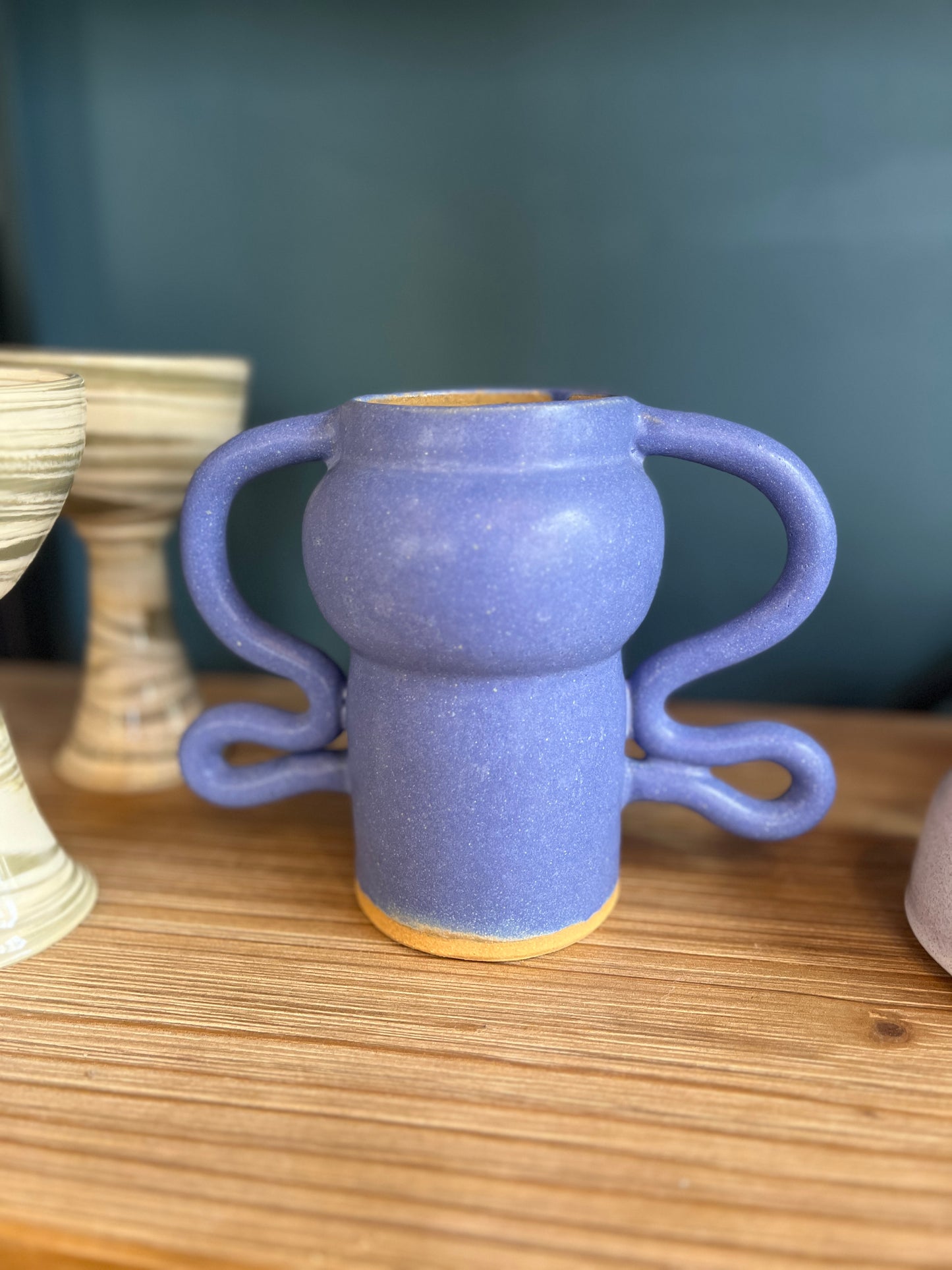 Lofi Potter Hand-Fired Blue Wavy Vase