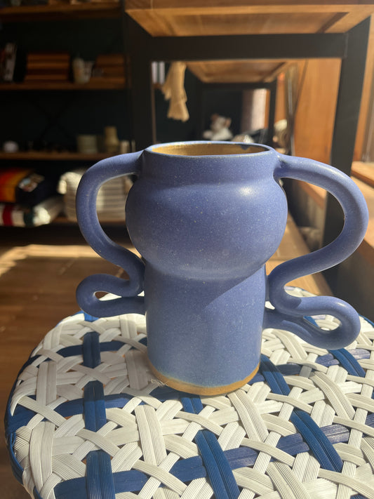 Lofi Potter Hand-Fired Blue Wavy Vase