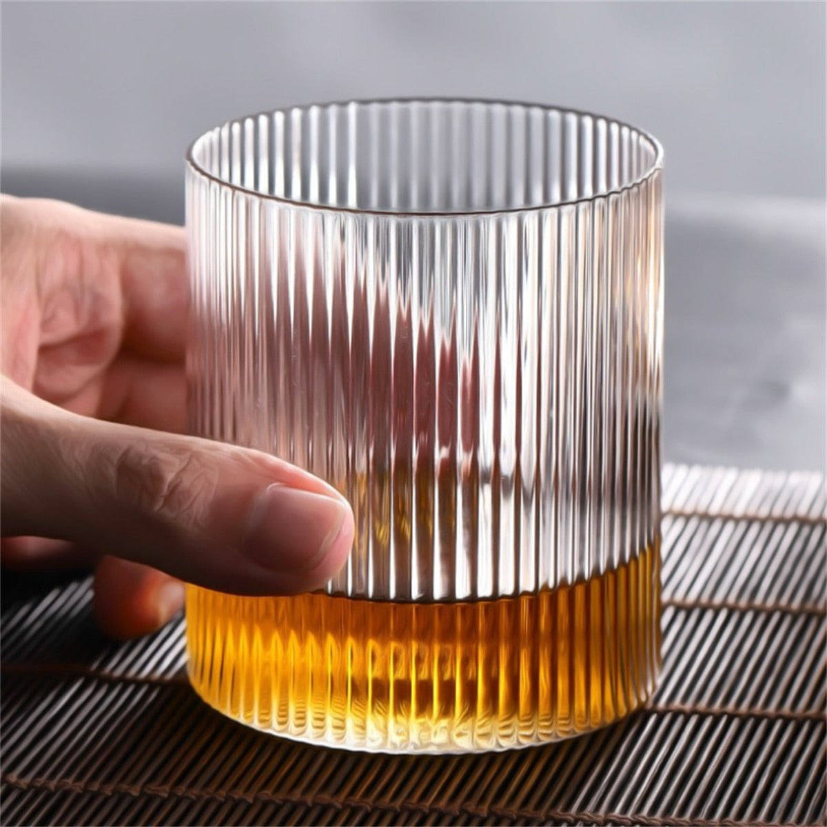 Fluted Glass Whiskey Glasses, Set of 4