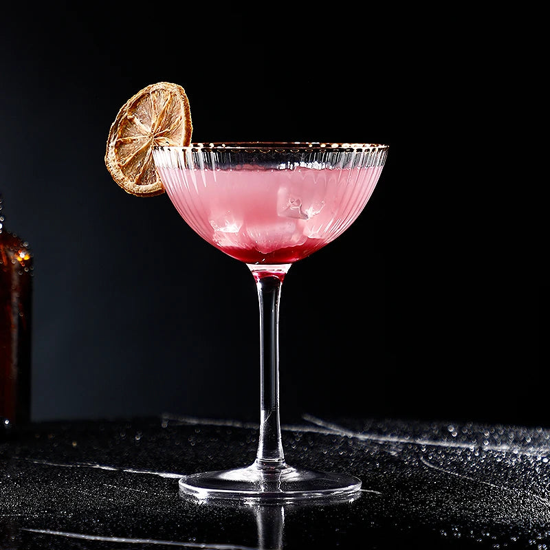 Cocktail Glass Goblet with Gold Rim