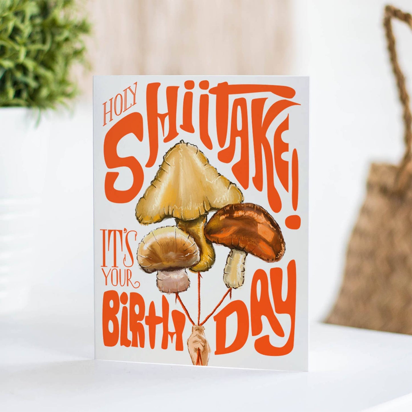 Tarjeta de felicitación de cumpleaños con shiitake sagrado