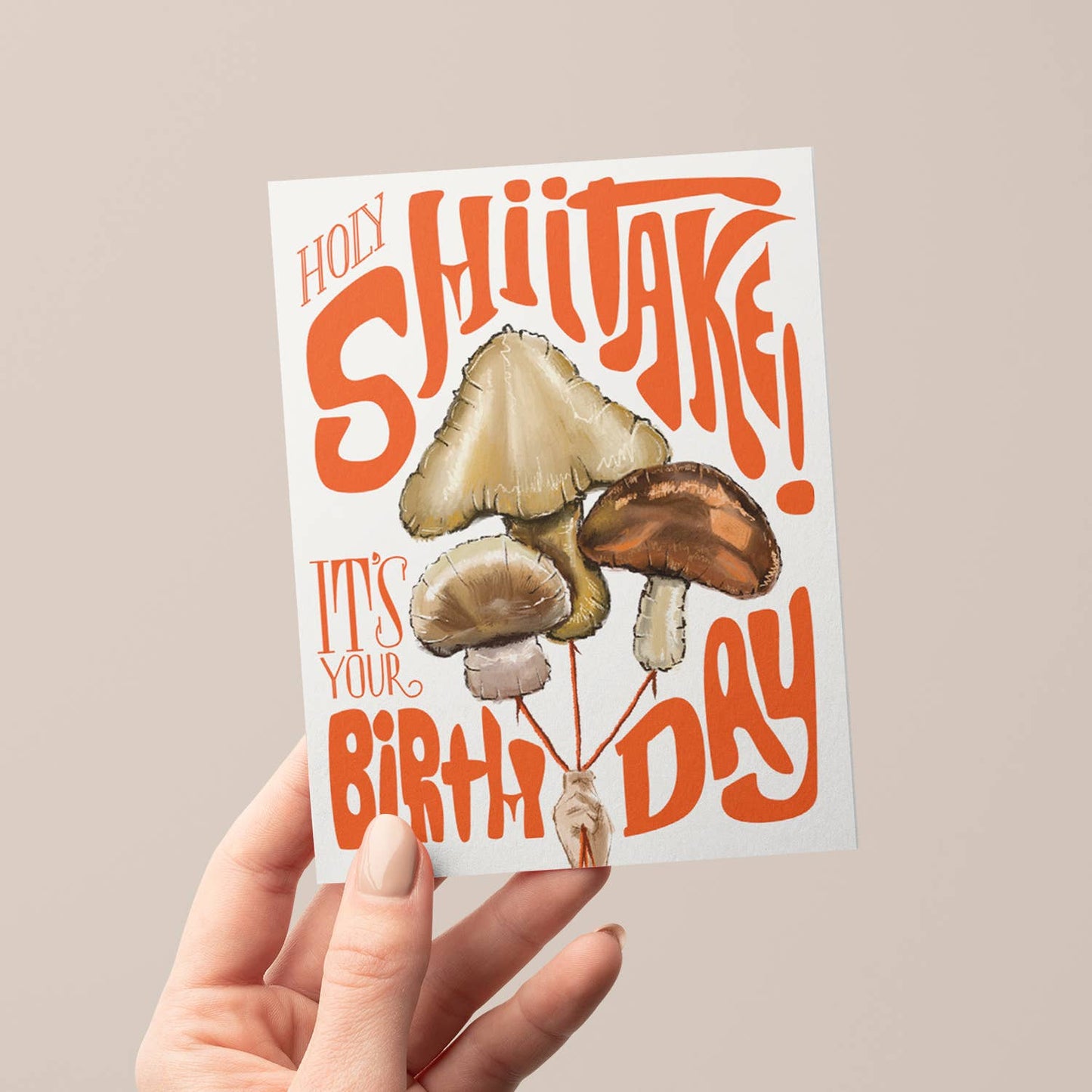 Tarjeta de felicitación de cumpleaños con shiitake sagrado