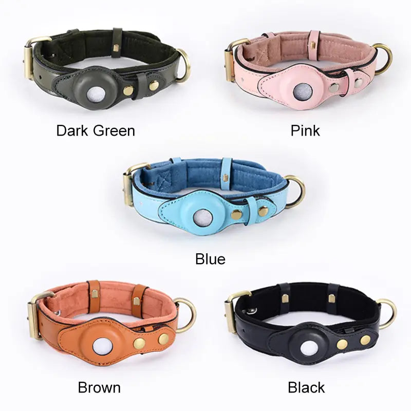 Collar de cuero antipérdida para perros