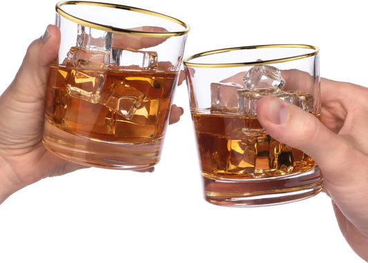 Gold-Rimmed Whiskey Tumblers Set Of 4