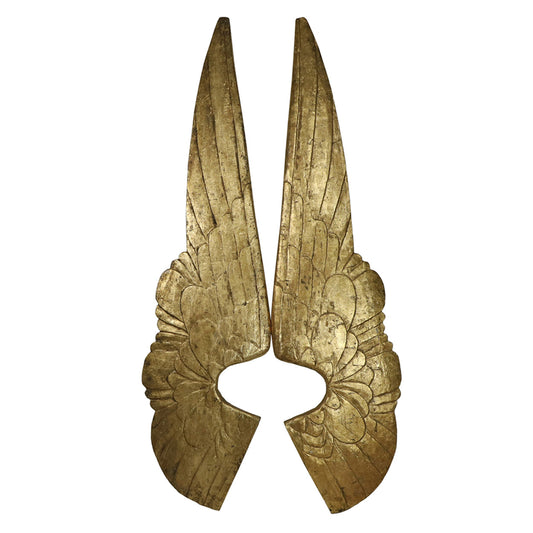 Hand Carved Gilded Wooden Wing Pair