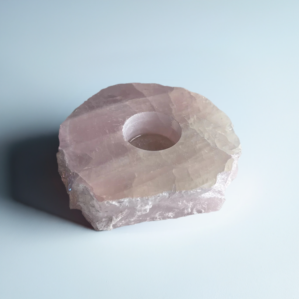 Aura Rose Quartz Candle Holder