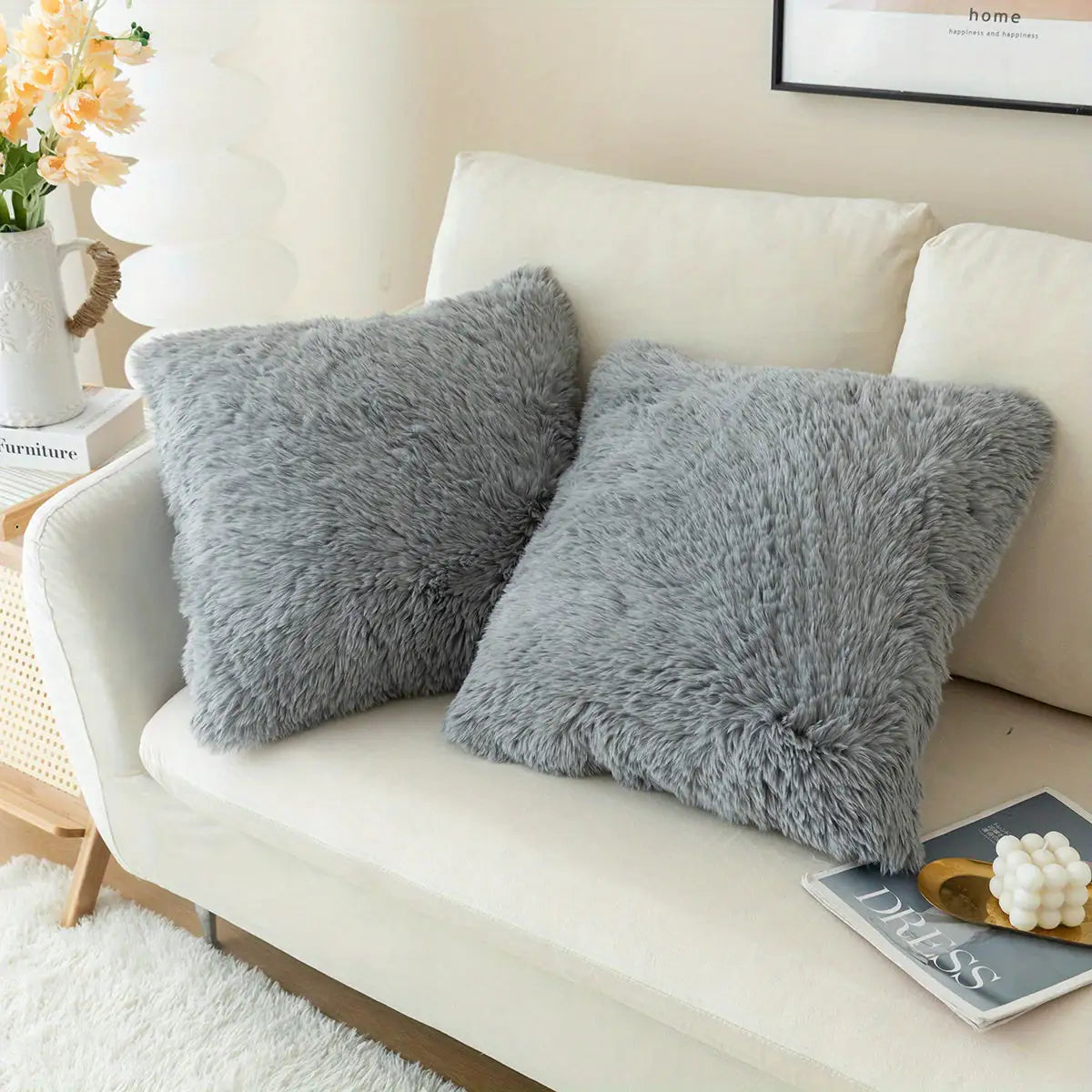 Luxurious Soft Faux Fur Throw Pillow Covers