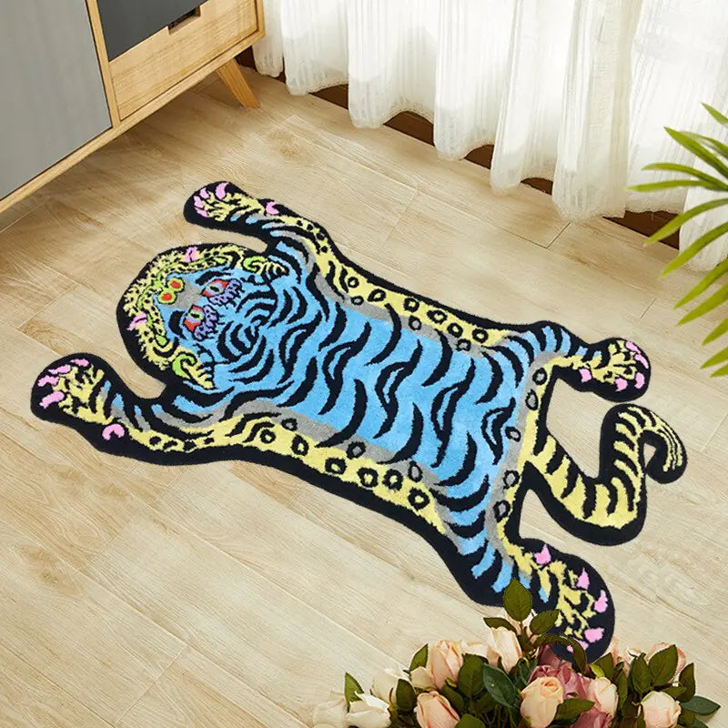 Alfombra tibetana con forma de tigre