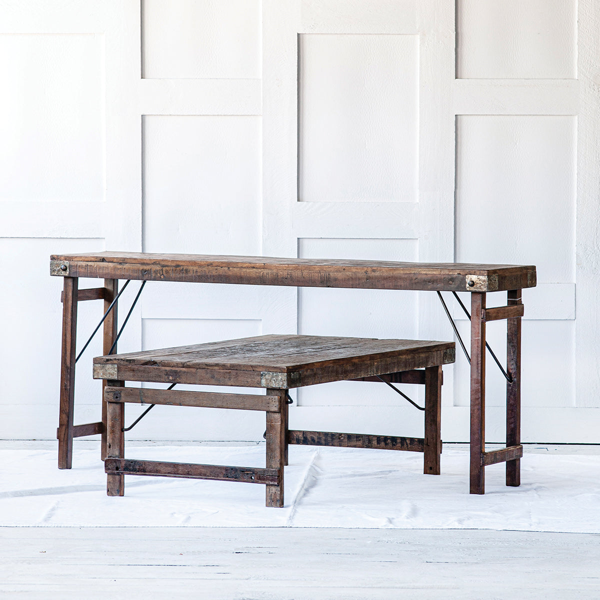 Mesa de boda de madera india recuperada, extragrande