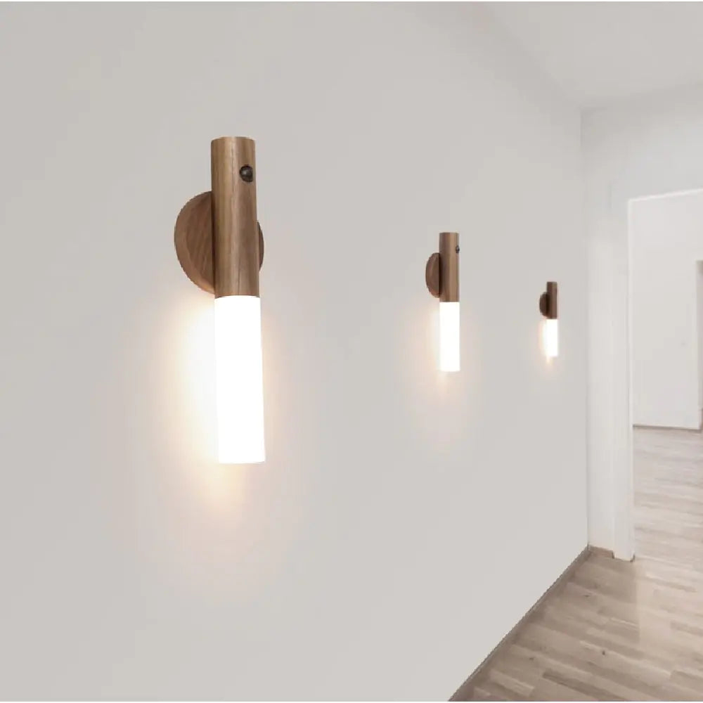 Luz de noche LED USB inalámbrica con forma de palo de madera