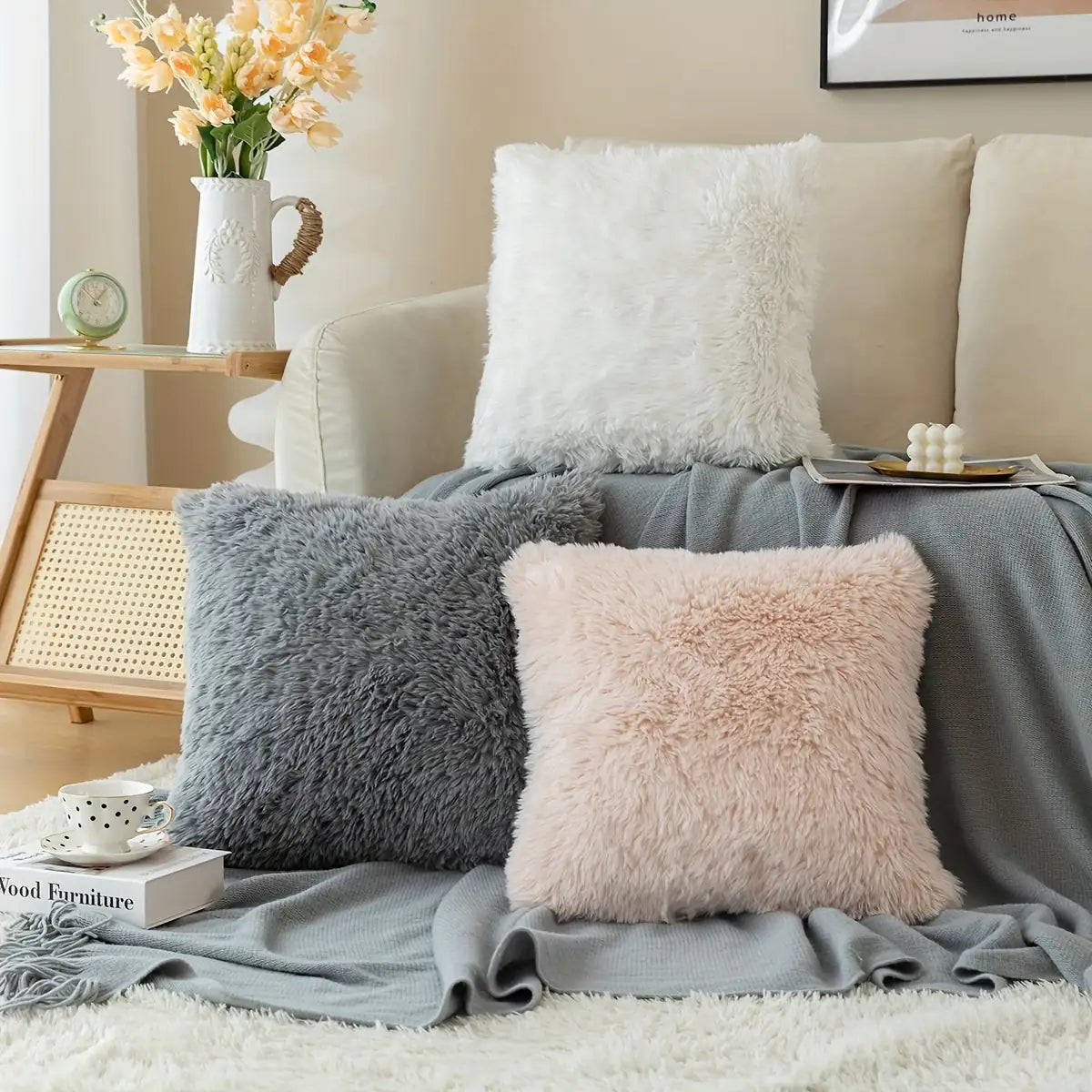 Luxurious Soft Faux Fur Throw Pillow Covers