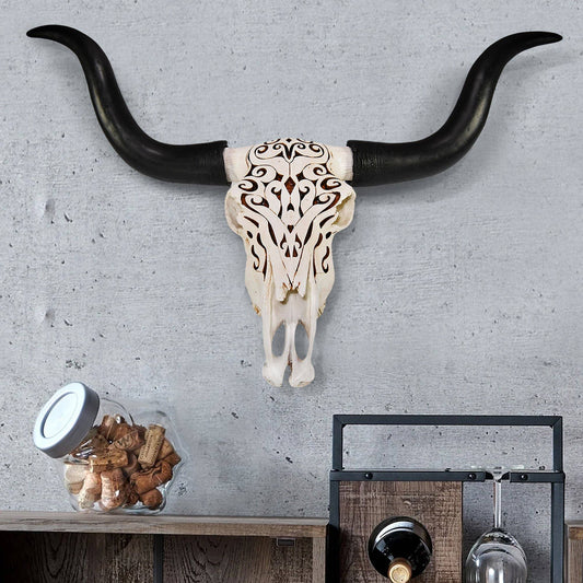 Carved Faux Longhorn Skull, 27.5"