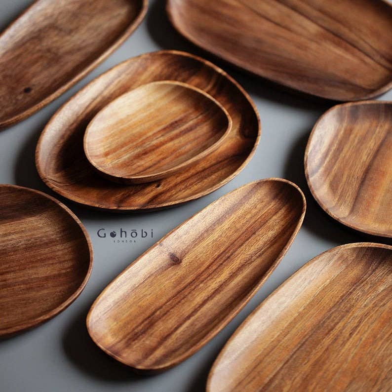 Bandejas de madera para té Gohobi Bandeja para servir Bandeja de madera Plato de madera Bandejas para té Gongfu (5 versiones) Chado japonés