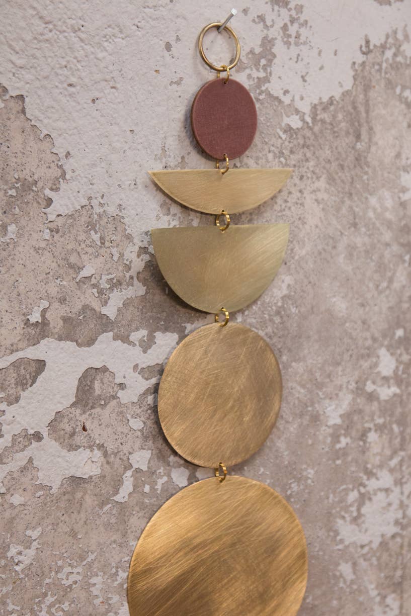 Brass and Recycled Paper Moon Phases Wall Hanging