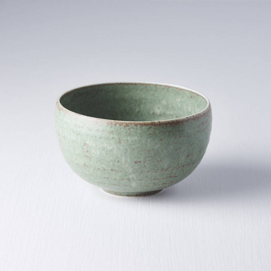 Cuenco japonés de porcelana verde degradado en forma de U, redondeado, 13D, 7,5 H