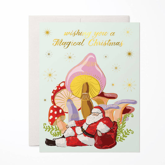 Shroomin' Santa Christmas Greeting Card: Single Card