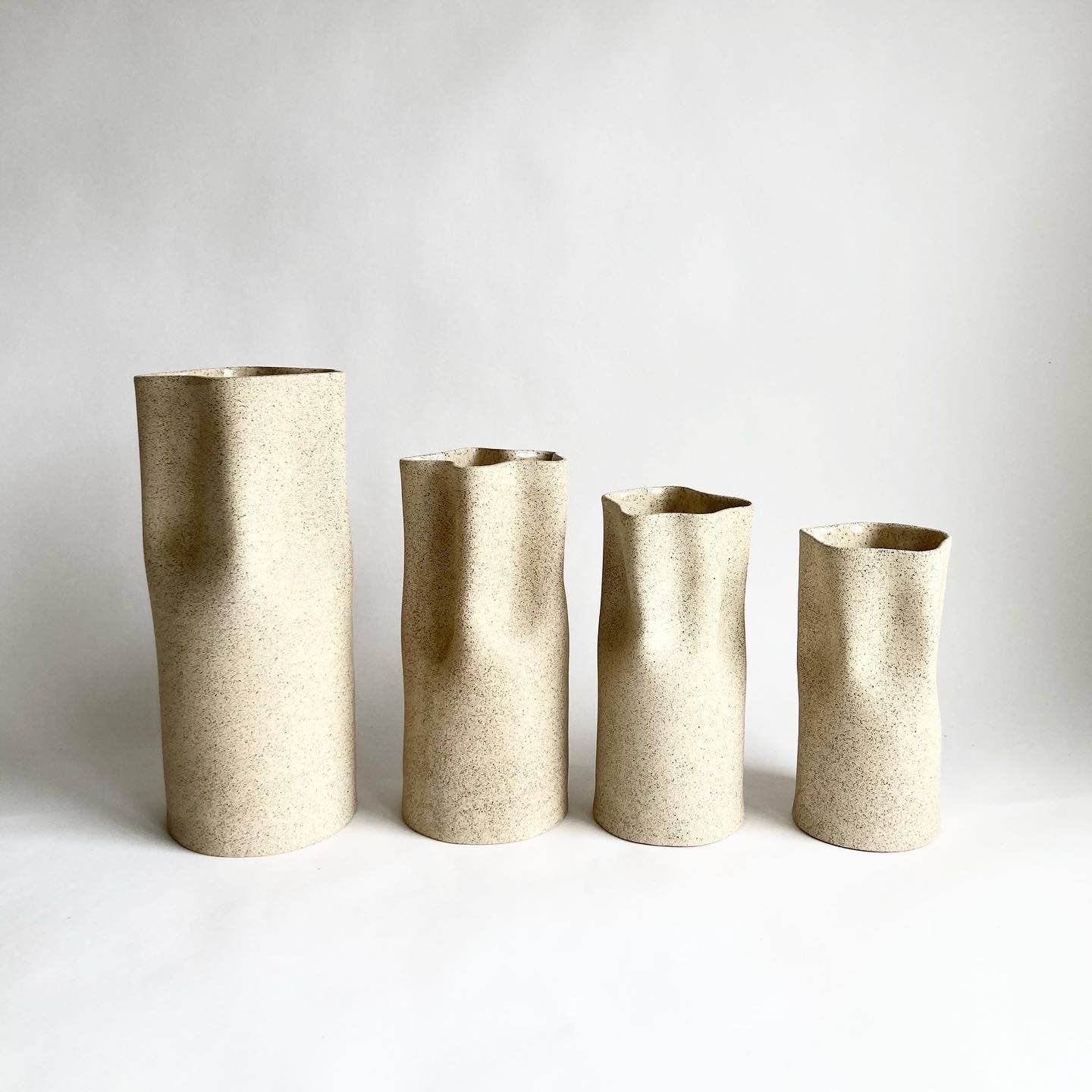 Sandy Speckled Ceramic Pinched Vase