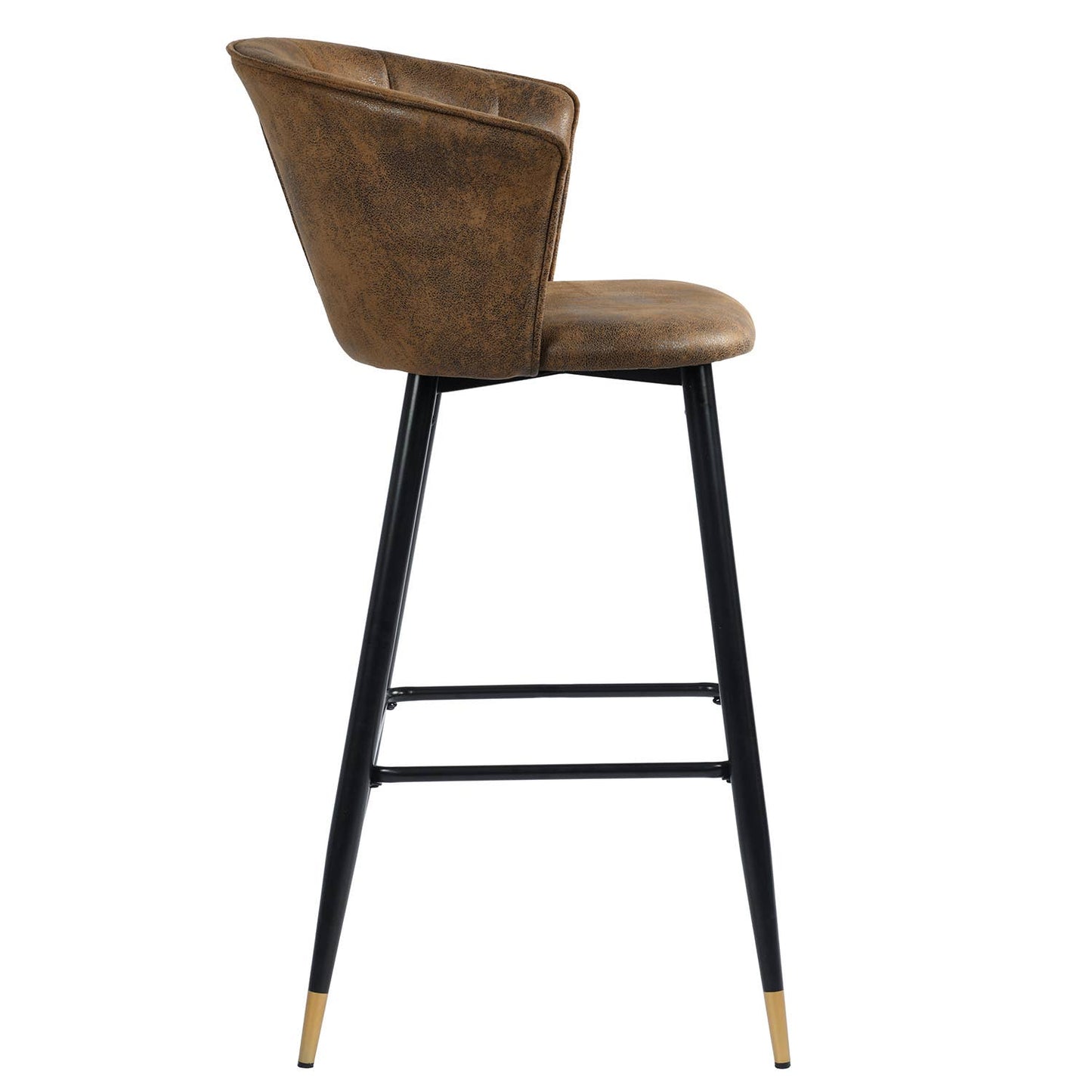 Pair of 30'' Counter & Bar Stools Vintage Brown Suede Fabric